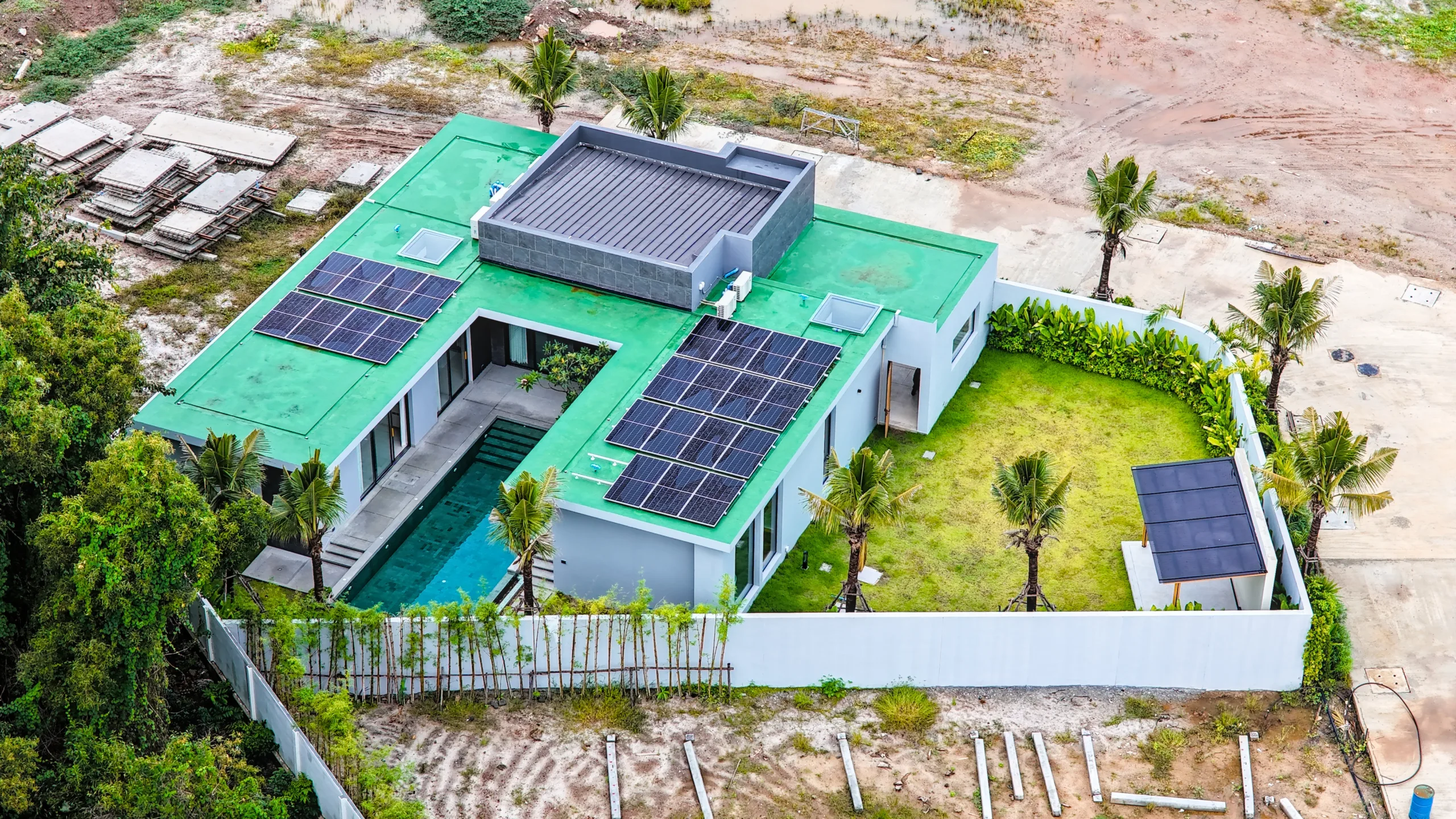 Laurinda Villas construction progress, aerial view