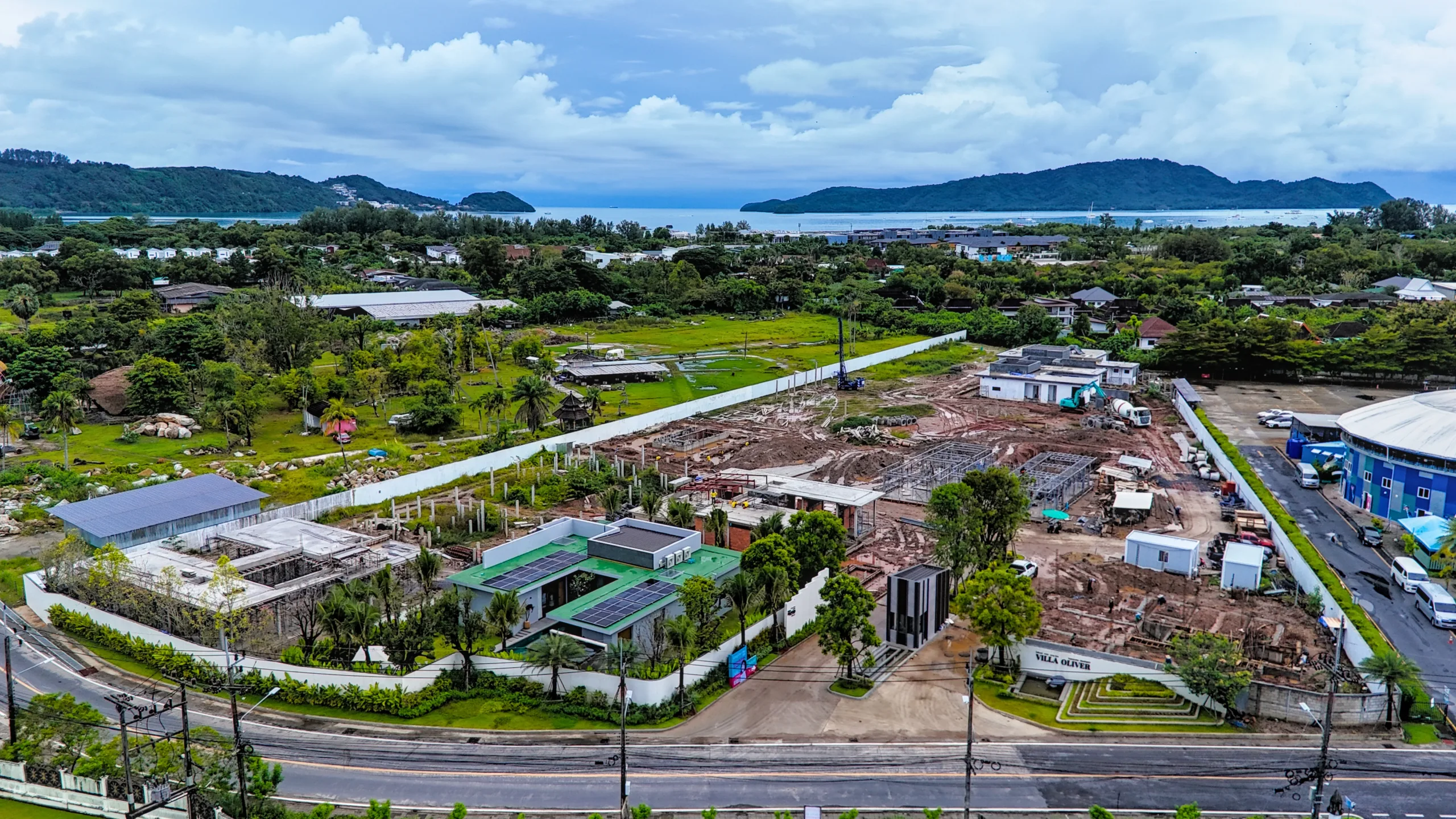 Villa Oliver construction progress, aerial view