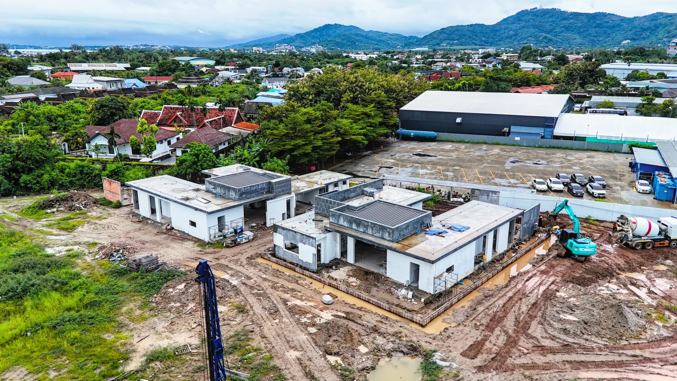Villa Oliver construction progress, aerial view
