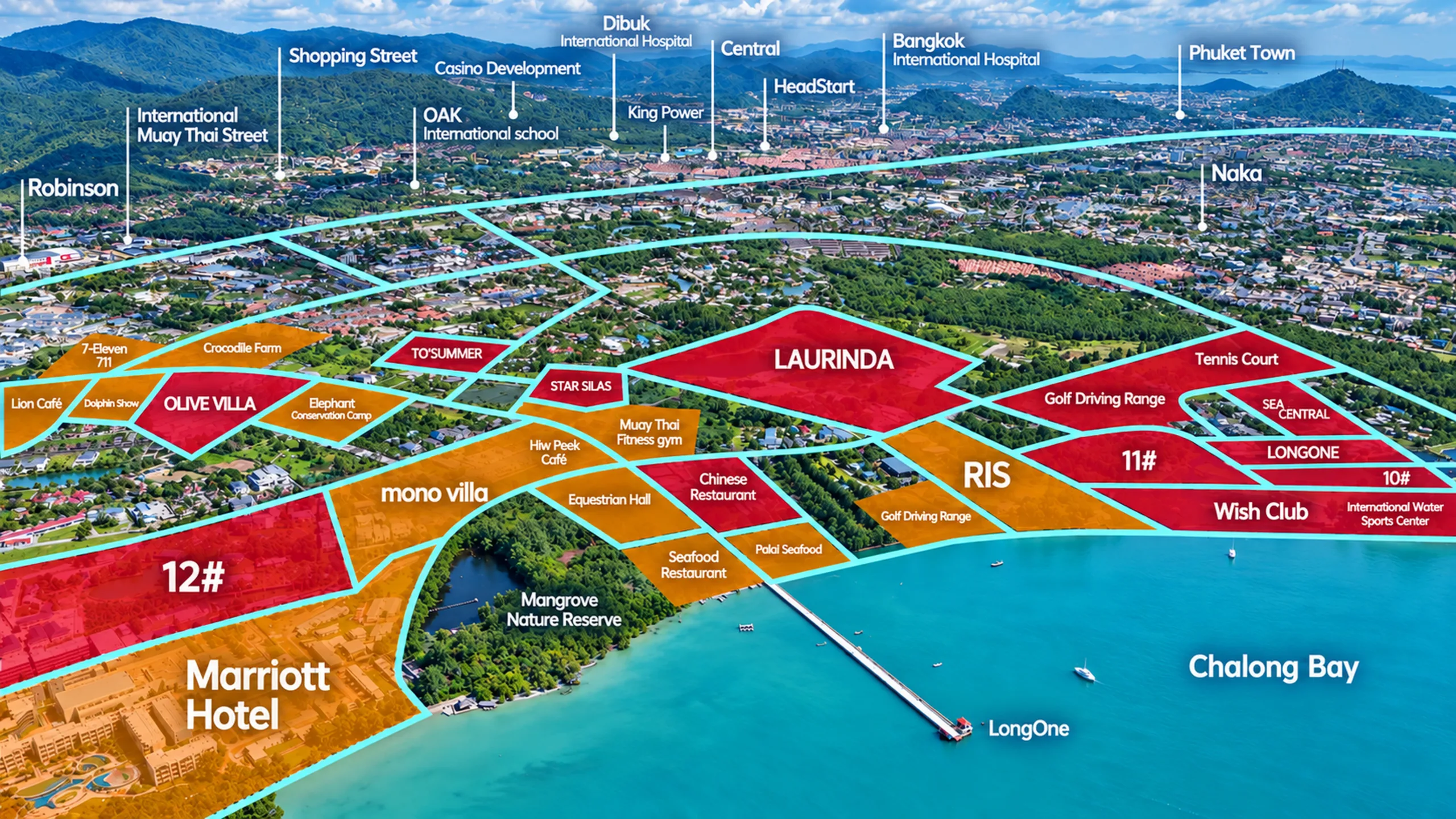 Map of Chalong, Phuket with the YADALONG developments marked