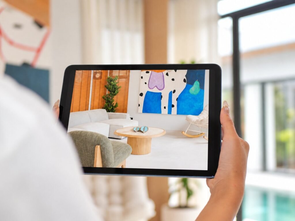 Villa owner viewing their home on a tablet
