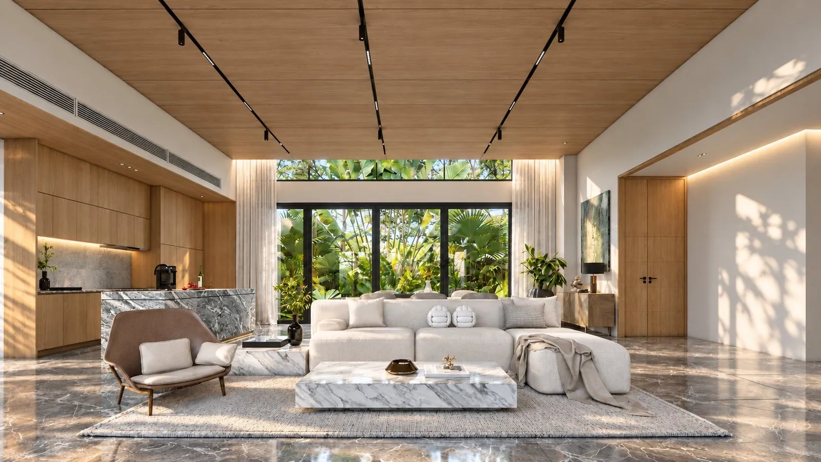 Living room and kitchen (artist's impression).