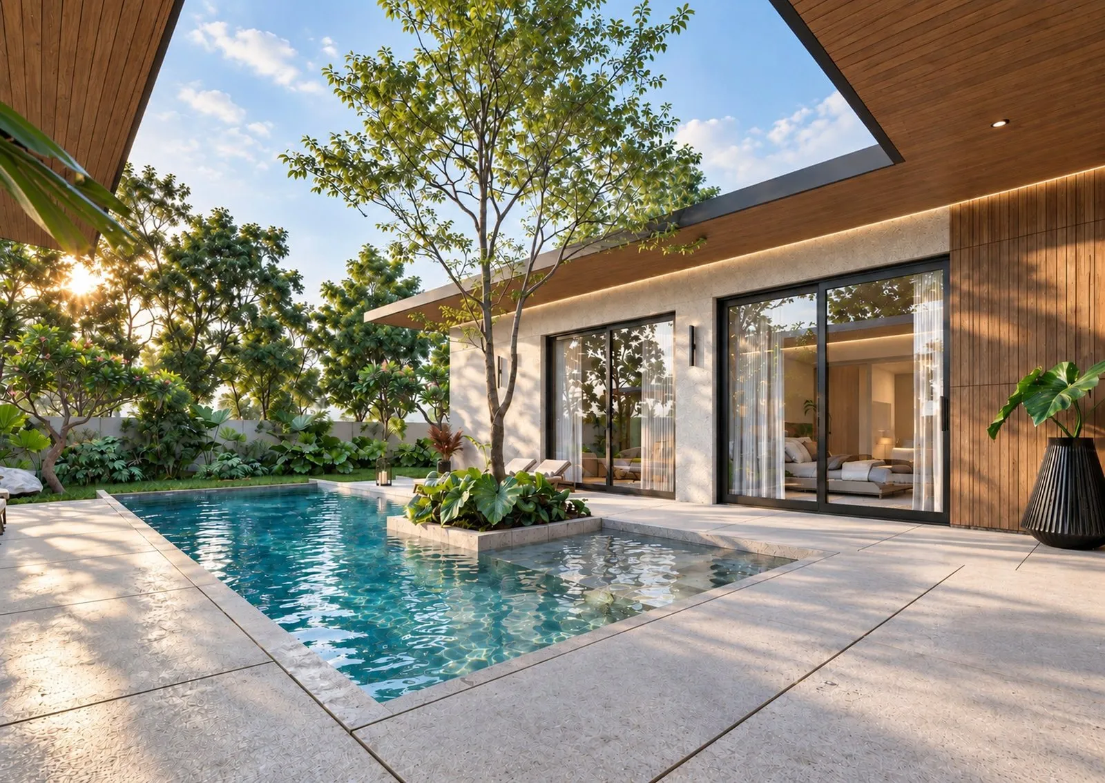 Pool courtyard beside the villa at Laurinda Villas, Phuket (artist's impression)