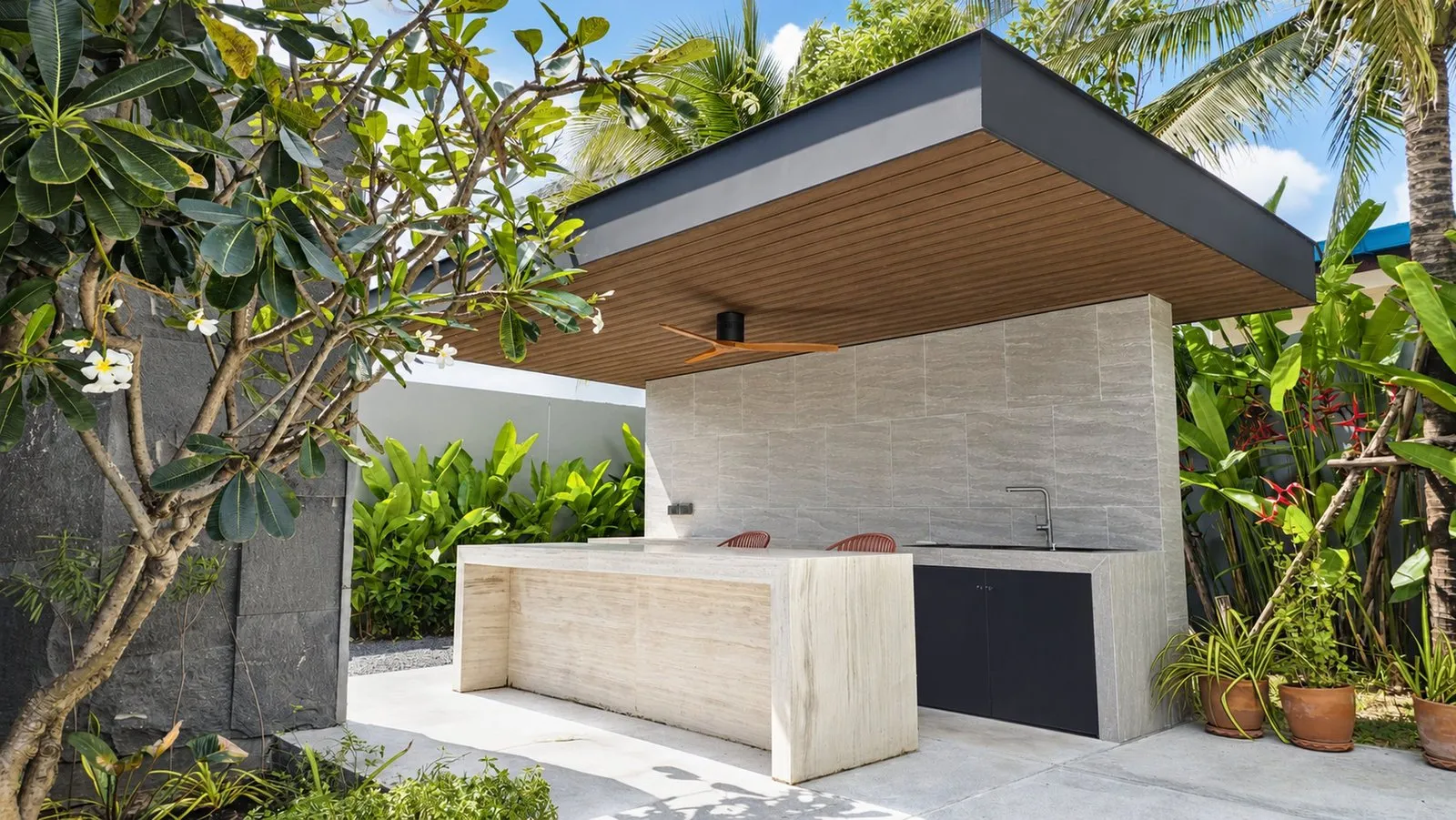 Outdoor bar in the tropical garden at Sea Central Villa, Phuket